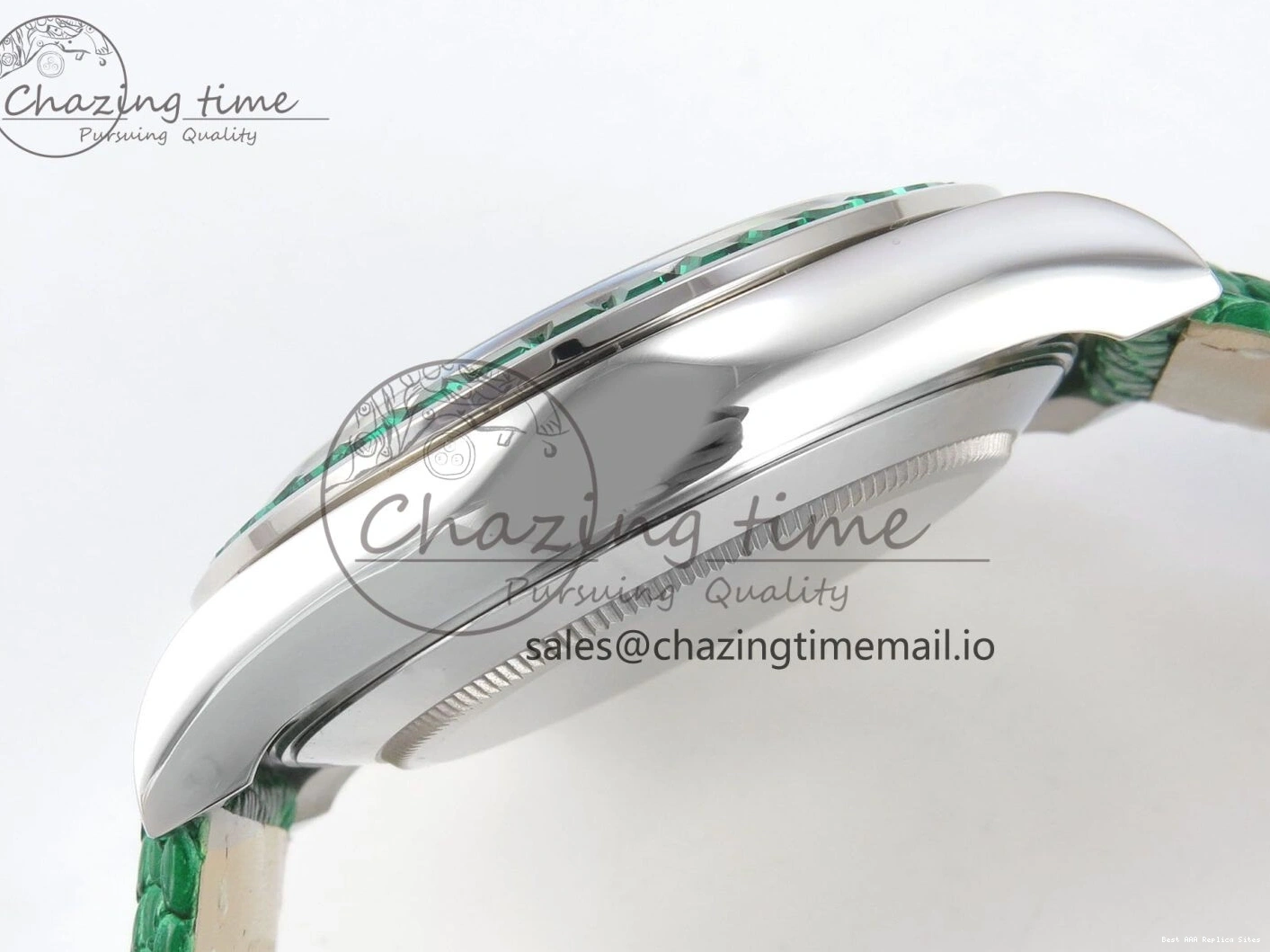 Good Copy Rolex Watches Diamonds Green MPF 40mm Bezel Green Leather 326 Custom Strap Dial FreshLook Modded Daytona on SA 0110